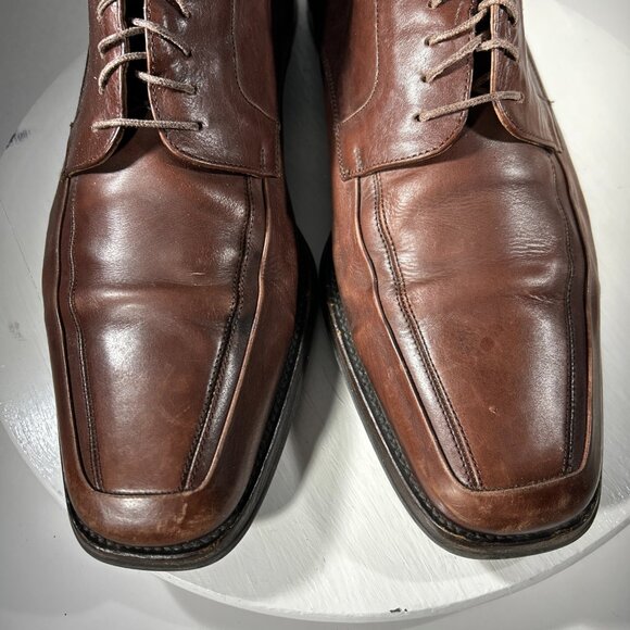 Mezlan Shaw Mens Leather Dress Shoes Size 12 M Brown Oxfords Apron Square Toe